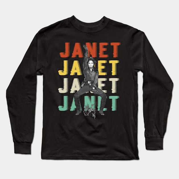 Janet Jackson Vintage Tour Concert Long Sleeve T-Shirt by Evergreen Daily